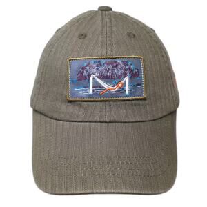 Invasion Green Baseball Cap One Size Cancun Herringbone Orange Adjustable Hat